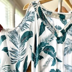 Solitaire swim  coverup, v-neck, cold shoulders, 3/4 length bell sleeves, mini